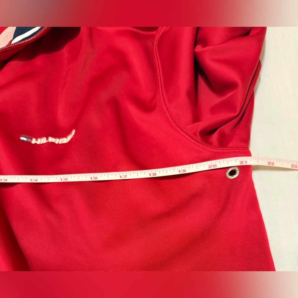 Tommy Hilfiger Vintage Red Lightweight Track Jacket with Navy Trim - Picture 7 of 8